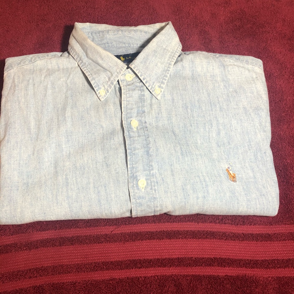 Men’s polo denim short sleeve shirt